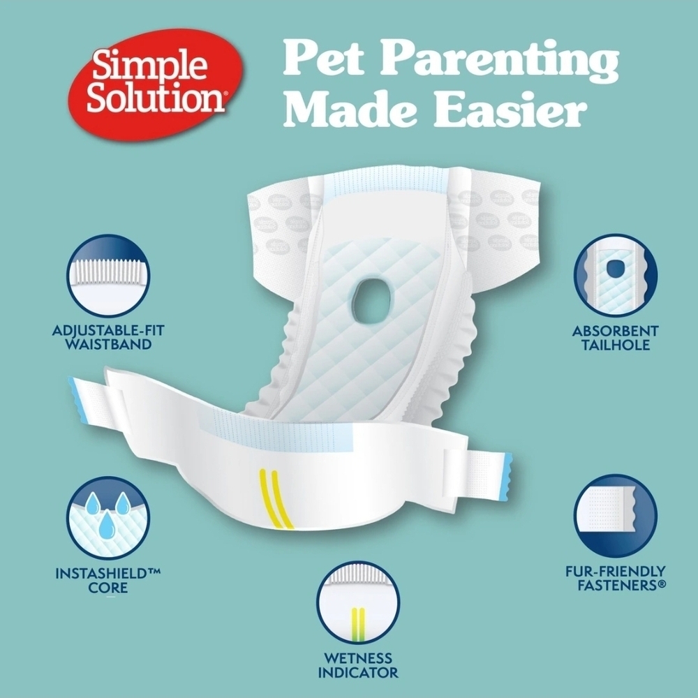 Simple Solution NIP 30 Count Disposable Female Dog Diapers Sz Large/XL (18-27in) - Picture 8 of 8